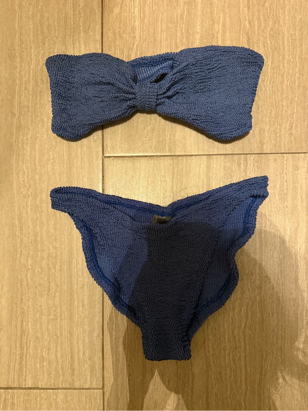 Hunza G Navy Blue Bandeau Bikini Set OS